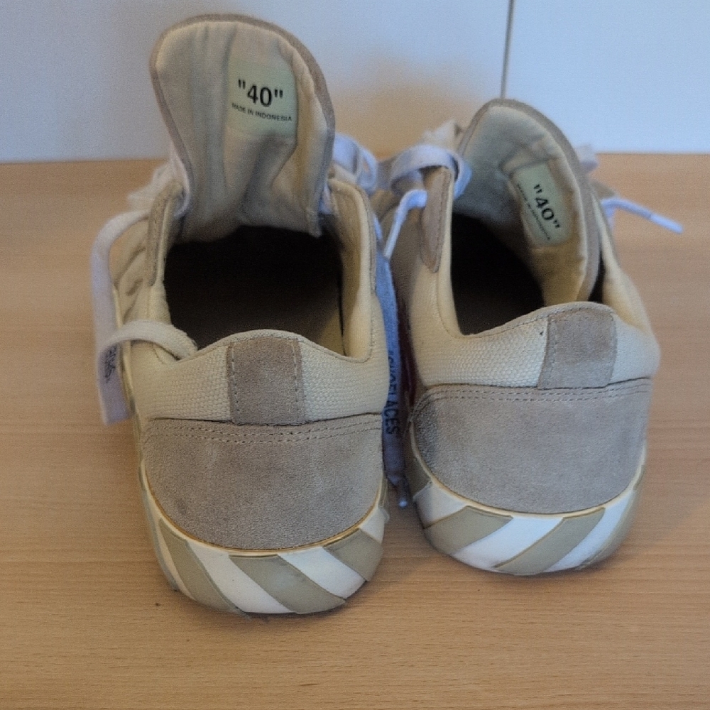 Off-White, Virgil Abloh, Beige Sneakers, Vulcanized Bottom, Size 40 or 8M/9.5W - Picture 8 of 11
